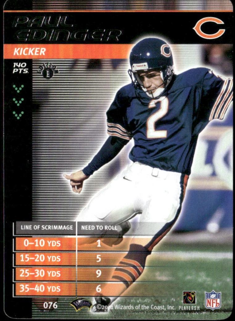 Paul Edinger #76 2001 NFL Showdown