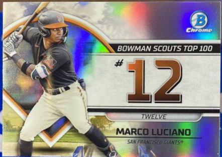 Marco Luciano #BTP-12 Baseball Cards 2023 Bowman Scouts Top 100