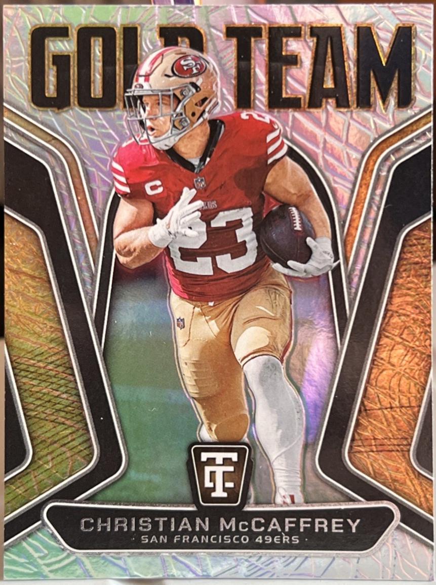 Christian McCaffrey #7 Football Cards 2024 Panini Totally Certified Gold Team