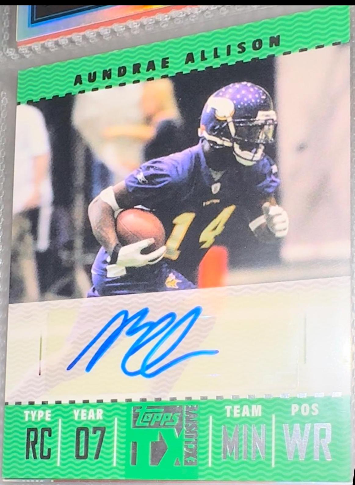 Aundrae Allison #FTA-AA Football Cards 2007 Topps TX Exclusive Franchise Ticket Autograph