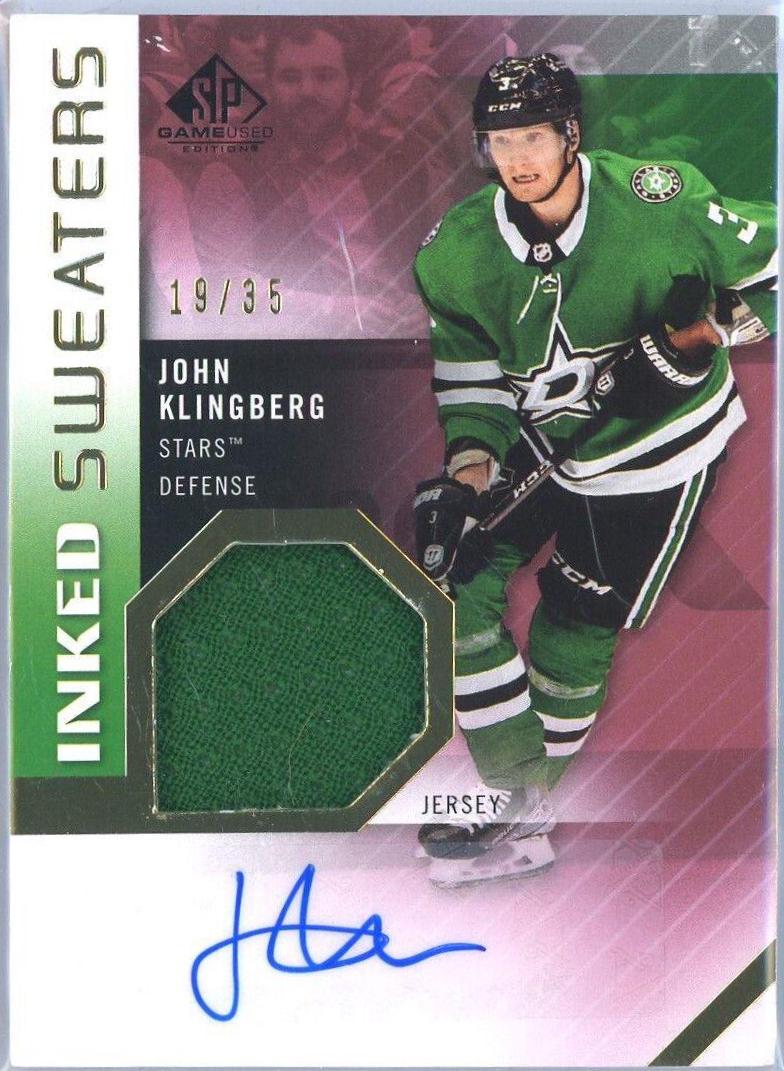John Klingberg #IS-JK Hockey Cards 2021 SP Game Used Inked Sweaters Autograph