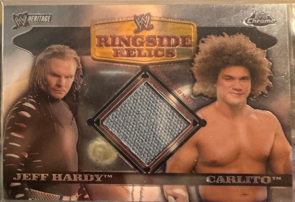 Jeff Hardy & Carlito Wrestling Cards 2006 Topps Heritage Chrome WWE Ringside Relics