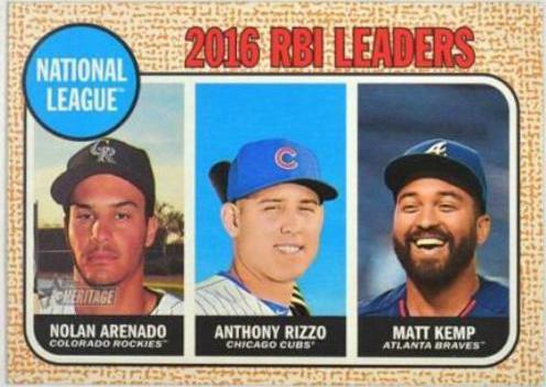 Matt Kemp, Anthony Rizzo, Nolan Arenado #3 Baseball Cards 2017 Topps Heritage