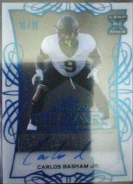 Carlos Basham Jr. #CA-CBJ 2021 Leaf Trinity Clear Autograph Football