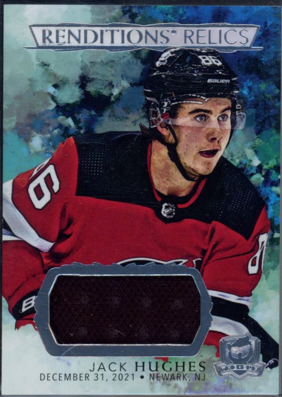 Jack Hughes #RR-JH 2021 Upper Deck The Cup Rendition Relics Jersey Hockey