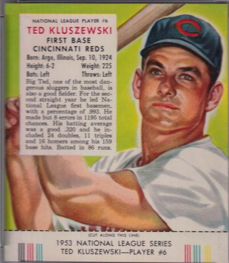 Ted Kluszewski #6 Baseball Cards 1953 Red Man Tobacco