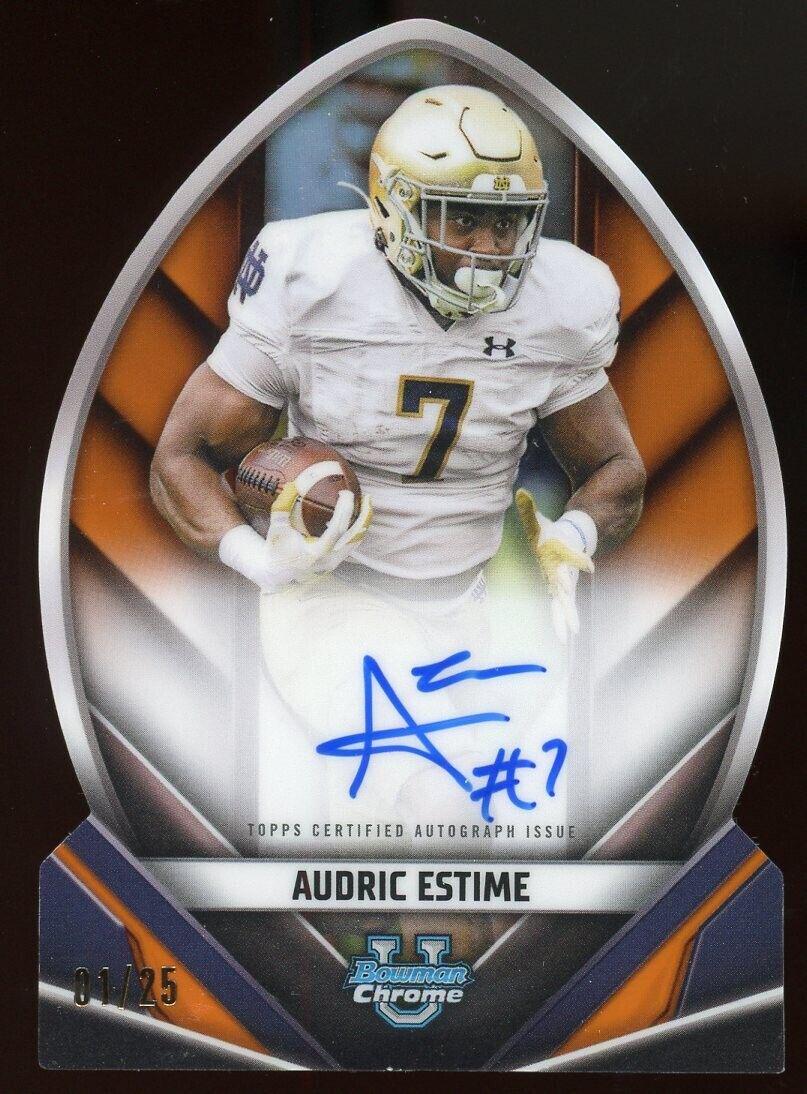 Audric Estime #FOFA-AE Football Cards 2023 Bowman Chrome University Future of Autographs