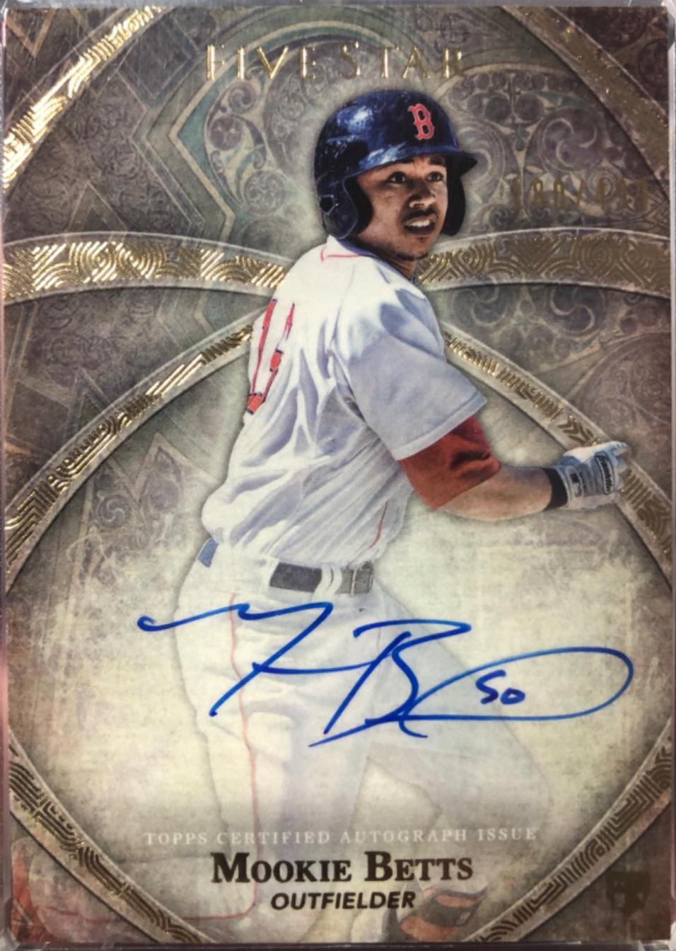 Mookie Betts #FSA-MBE Baseball Cards 2014 Topps Five Star Autograph