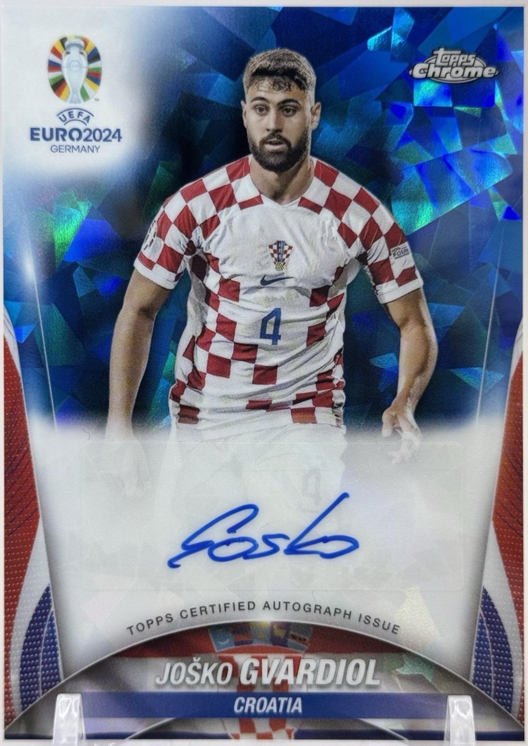 Josko Gvardiol #CA-JG Soccer Cards 2024 Topps Chrome Sapphire UEFA Euro Autograph