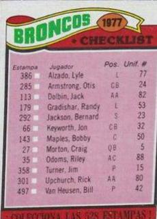 Broncos Checklist