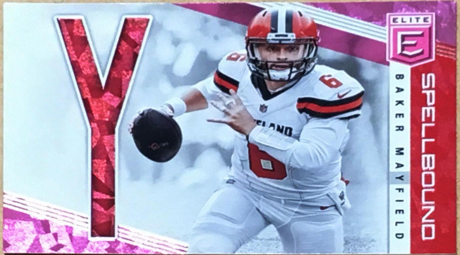 Baker Mayfield [Pink] #SP-14 Football Cards 2019 Donruss Elite Spellbound