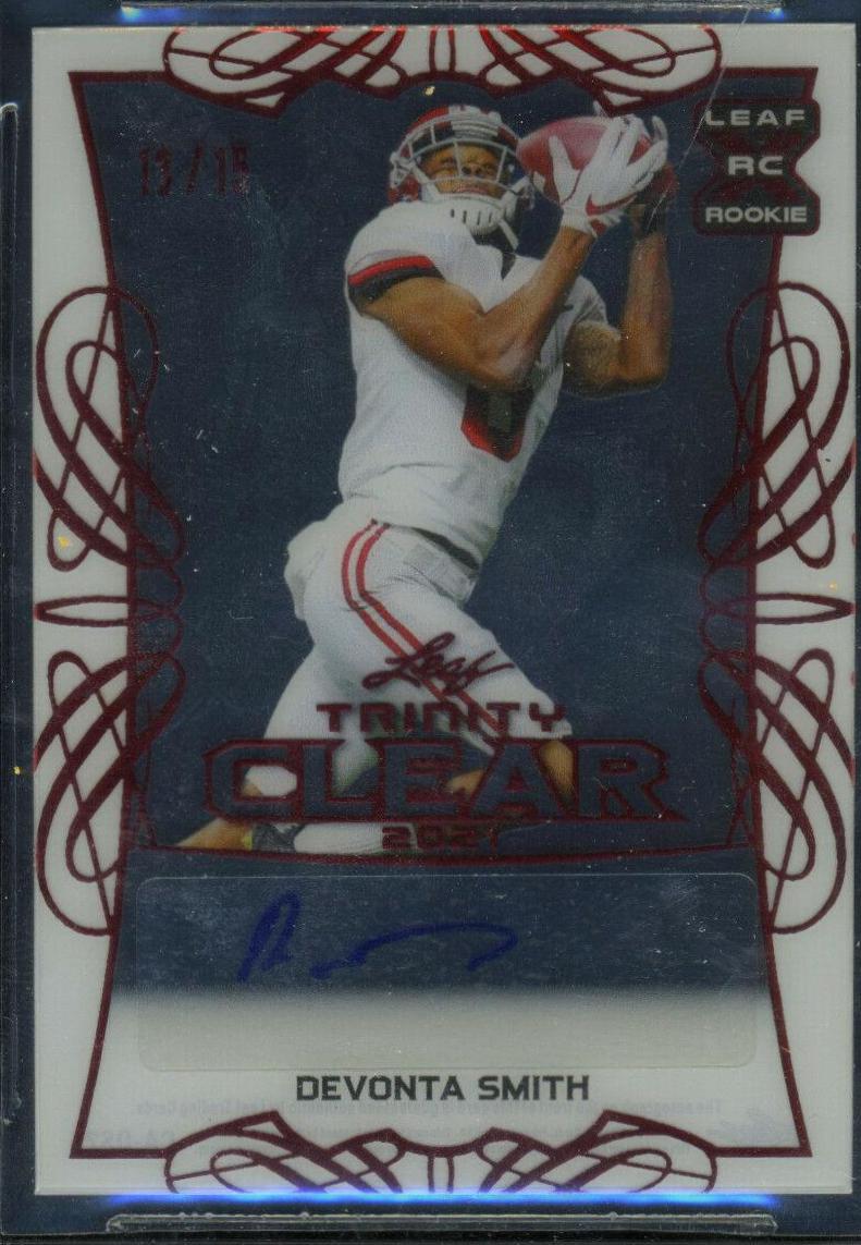DeVonta Smith #CA-DS2 2021 Leaf Trinity Clear Autograph Football
