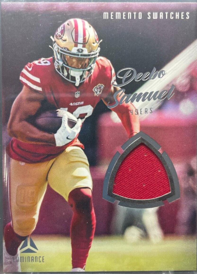 Deebo Samuel #MSW-DSA Football Cards 2022 Panini Luminance Memento Swatches