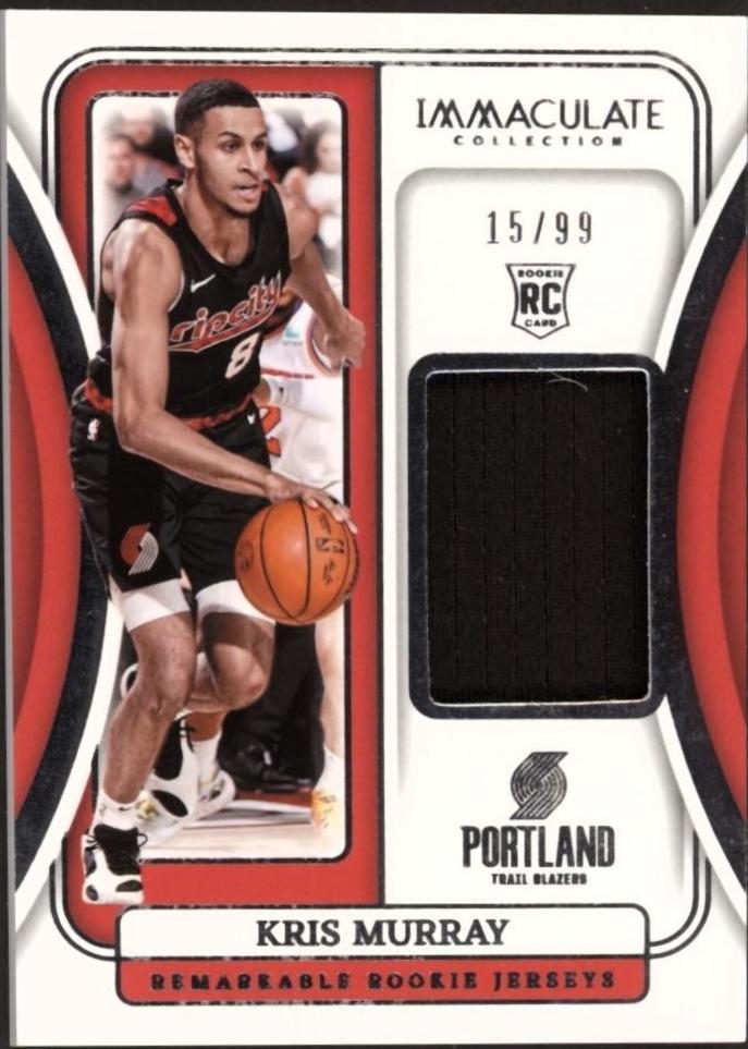 Kris Murray #18 Basketball Cards 2023 Panini Immaculate Remarkable Rookie Jersey