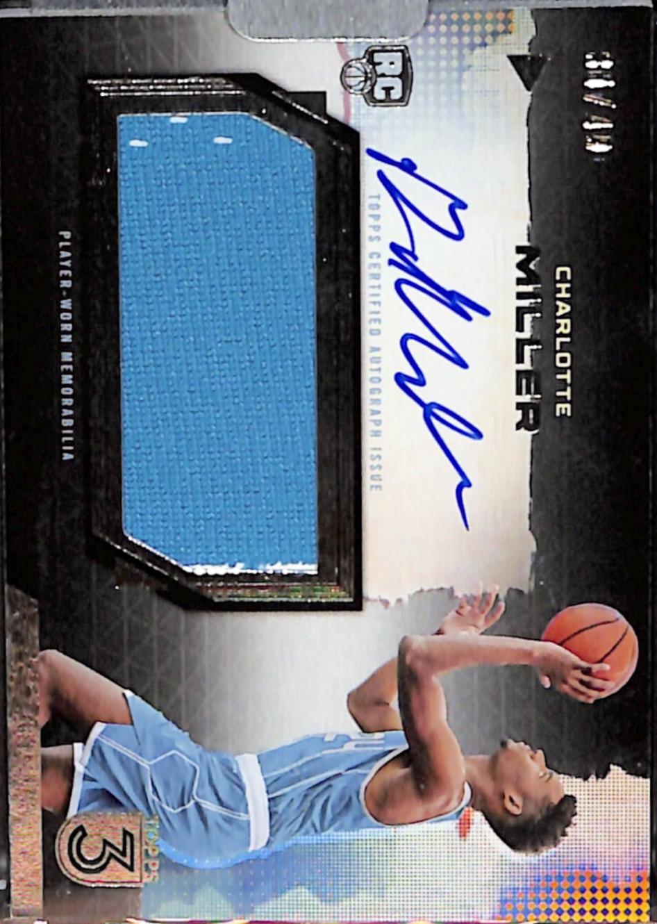 Brandon Miller #RRA-BM Basketball Cards 2023 Topps Three Rookie Relics Autograph Prime
