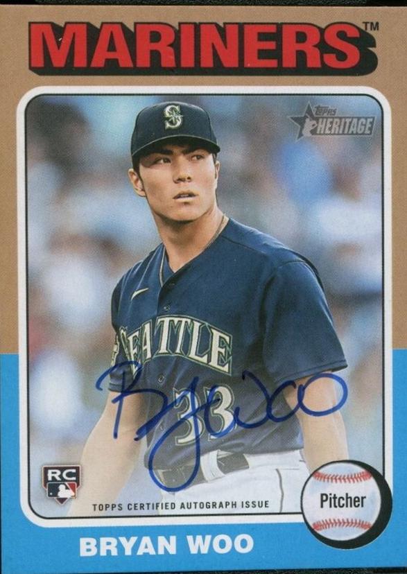 Bryan Woo #ROA-BW Baseball Cards 2024 Topps Heritage Mini Real One Autograph