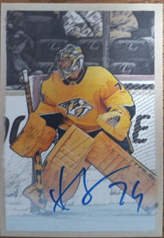 Juuse Saros #R-27 Hockey Cards 2023 Parkhurst Champions Retros Autograph