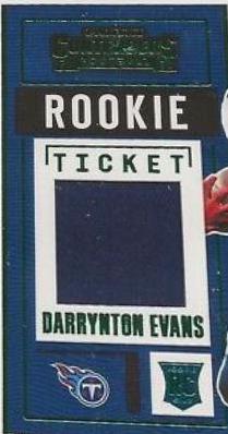 Darrynton Evans #RTS-DEV Football Cards 2020 Panini Contenders Rookie Ticket Swatches