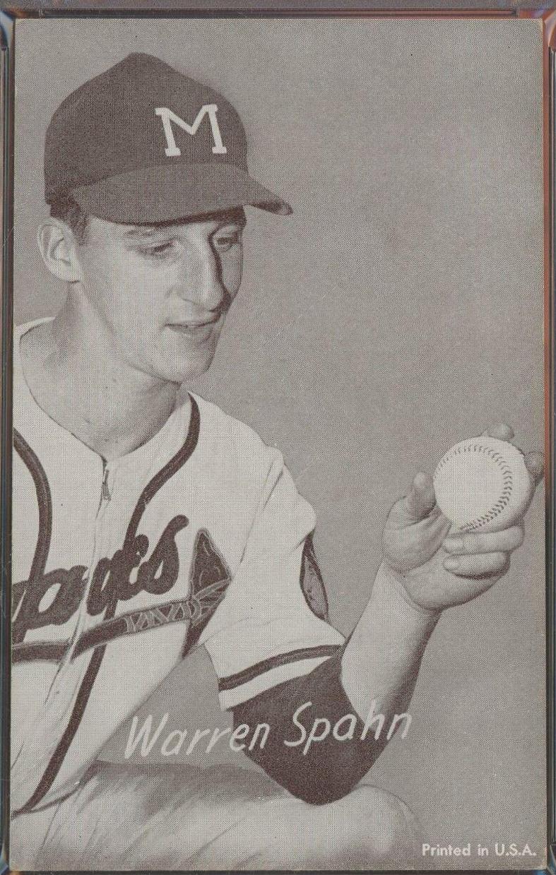 Warren Spahn Baseball Cards 1962 Exhibits Statistic Back