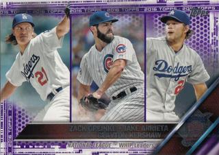 2015 National League WHIP Leaders: Zack Greinke / Jake Arrieta / Clayton Kershaw