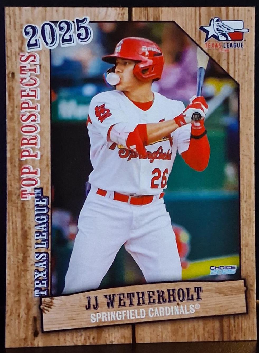J.J. Wetherholt #15 2025 Choice Texas League Top Prospects Baseball