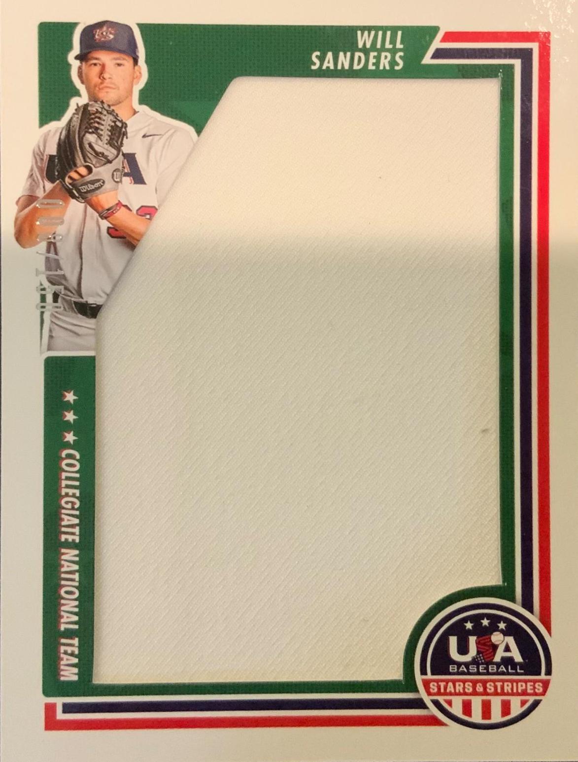 Will Sanders #JUM-WS Baseball Cards 2022 Panini Stars & Stripes USA Jumbo Relics