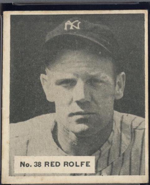 Red Rolfe #38 Baseball Cards 1936 World Wide Gum