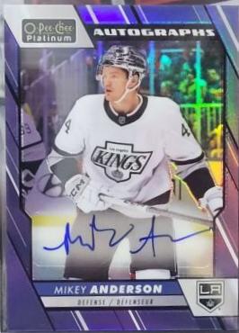 Mikey Anderson #BA-MA Hockey Cards 2023 O-Pee-Chee Platinum Blue Rainbow Autographs