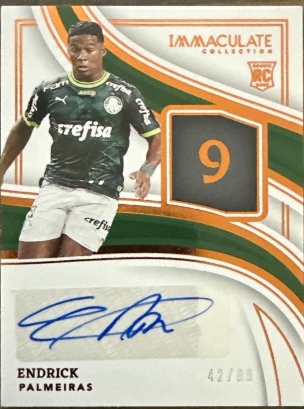 Endrick #9 Soccer Cards 2023 Panini Immaculate Numbers Signature