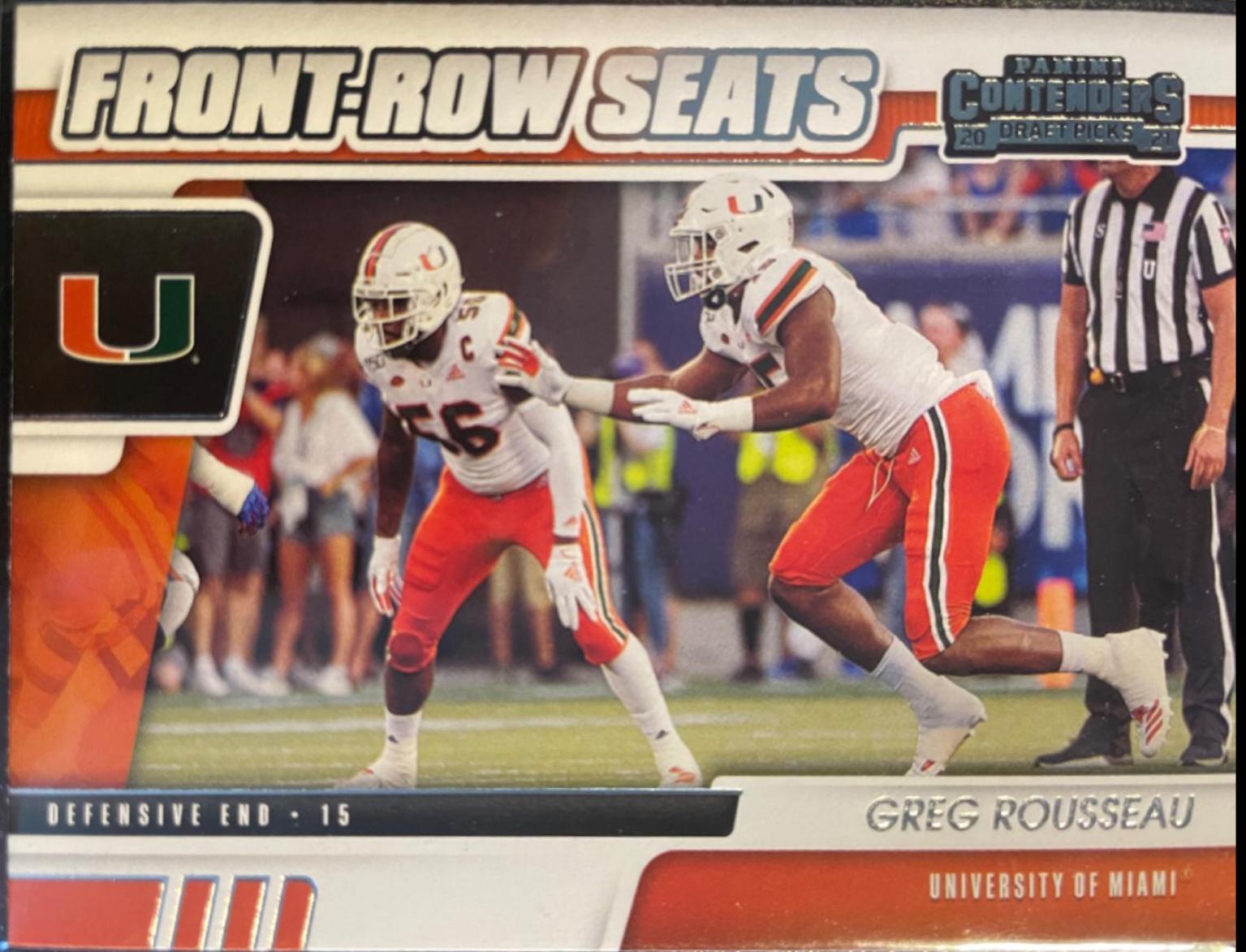 Greg Rousseau #34 Football Cards 2021 Panini Contenders Draft Picks Front Row Seats
