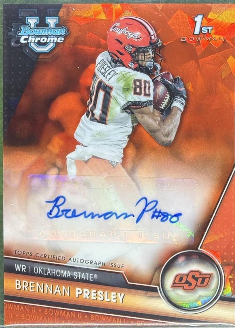 Brennan Presley #PA-BRP 2023 Bowman Chrome University Sapphire Prospect Autographs Football