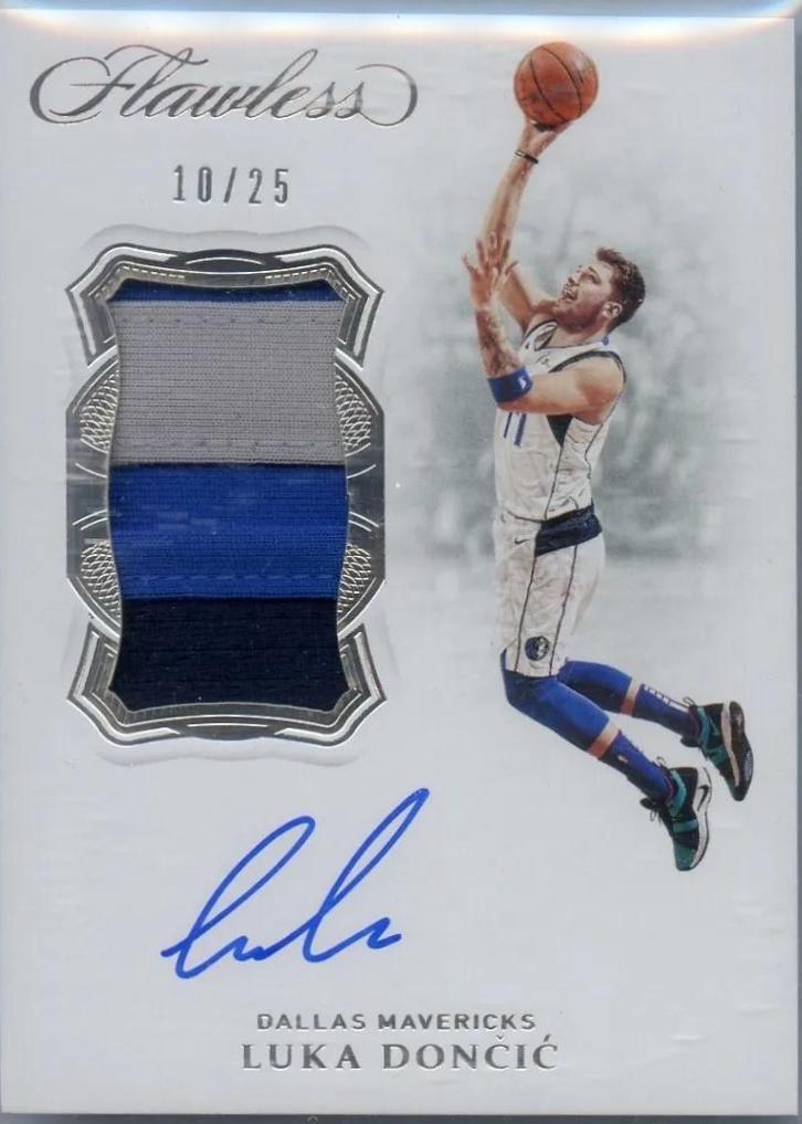 Luka Doncic #25 Basketball Cards 2018 Panini Flawless Vertical Patch Autograph