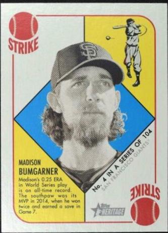 Madison Bumgarner #4 Baseball Cards 2015 Topps Heritage '51 Collection