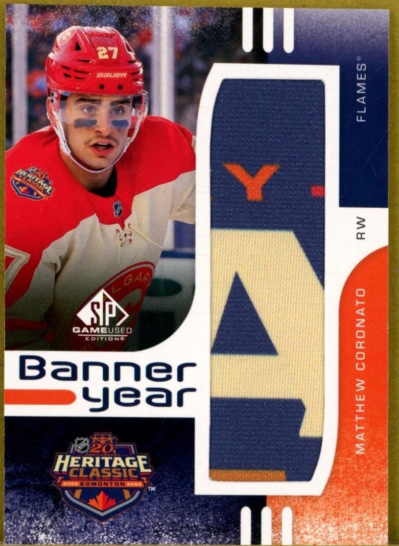 Matt Coronato #BYHC-MC Hockey Cards 2024 SP Game Used Heritage Classic Banner Year Relic