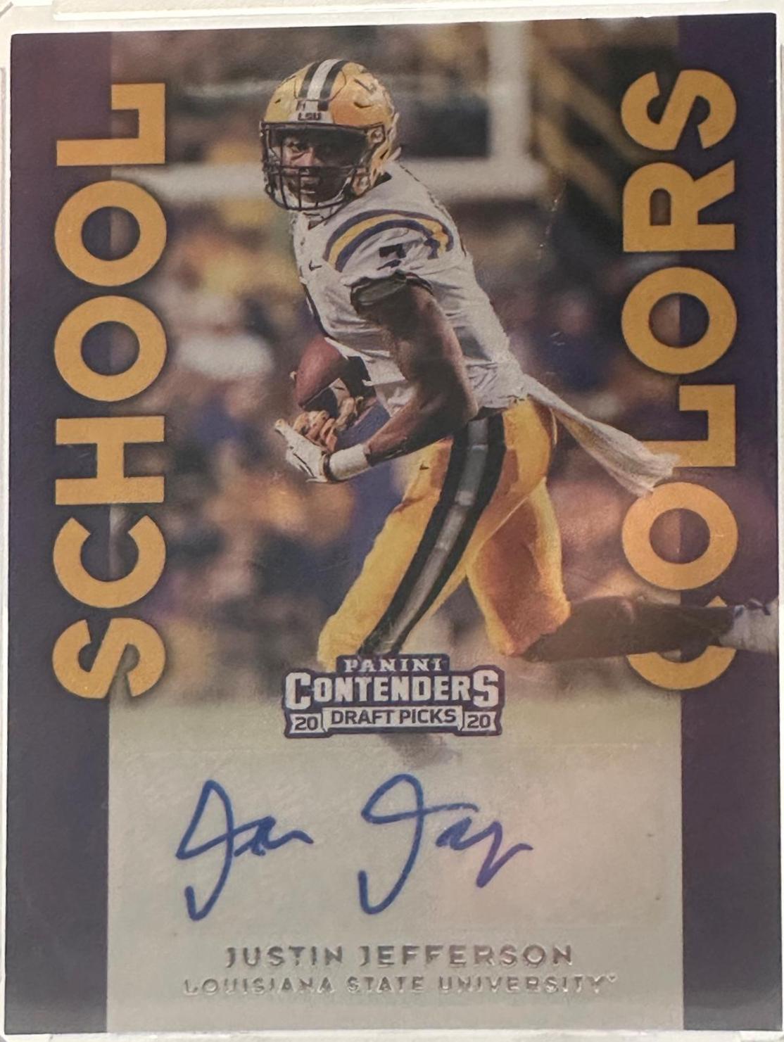 Justin Jefferson #17 Football Cards 2020 Panini Contenders Draft Picks School Colors Signatures