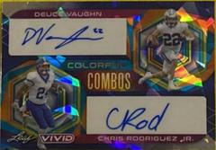 Deuce Vaughn, Chris Rodriguez Jr. [Prismatic Navy Blue] #CC-17 Football Cards 2023 Leaf Vivid Autographs Colorful Combos Prices