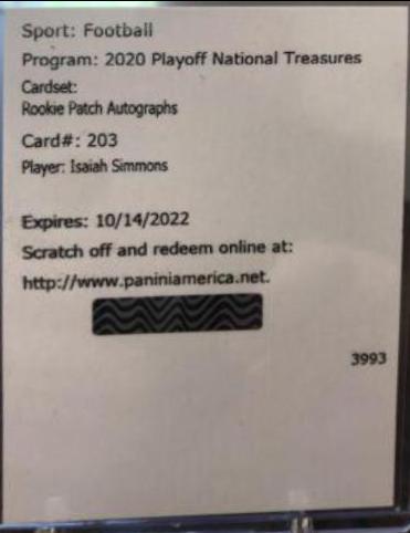 Isaiah Simmons [Patch Autograph] #203
