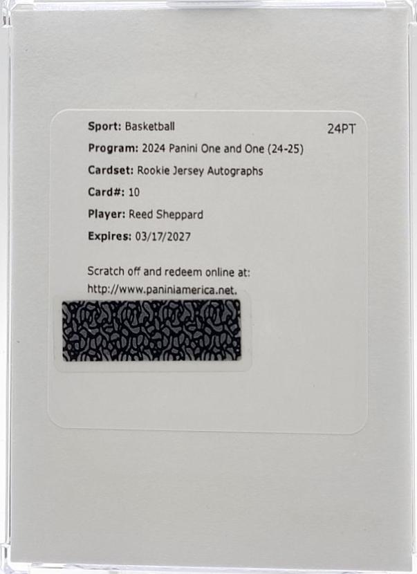 Reed Sheppard #2 2024 Panini One And One Rookie Autograph Basketball