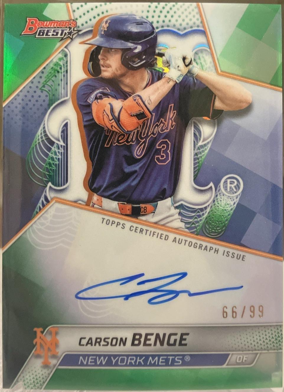 Carson Benge [Green Refractor] #B25-CBE Prices | 2025 Bowman's Best ...