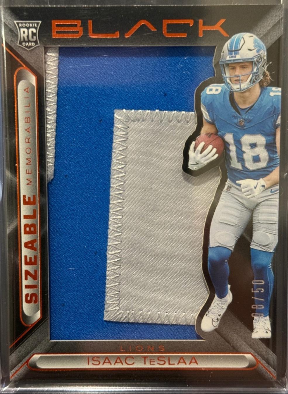 Isaac TeSlaa #30 2025 Panini Black Football Sizeable Rookie Memorabilia