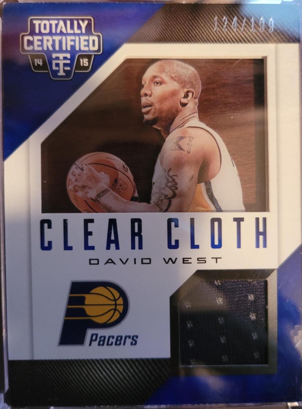 David West #60 Basketball Cards 2014 Panini Totally Certified Clear Cloth Jersey