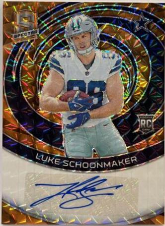 Luke Schoonmaker #18 Football Cards 2023 Panini Spectra Rookie Autograph Gold