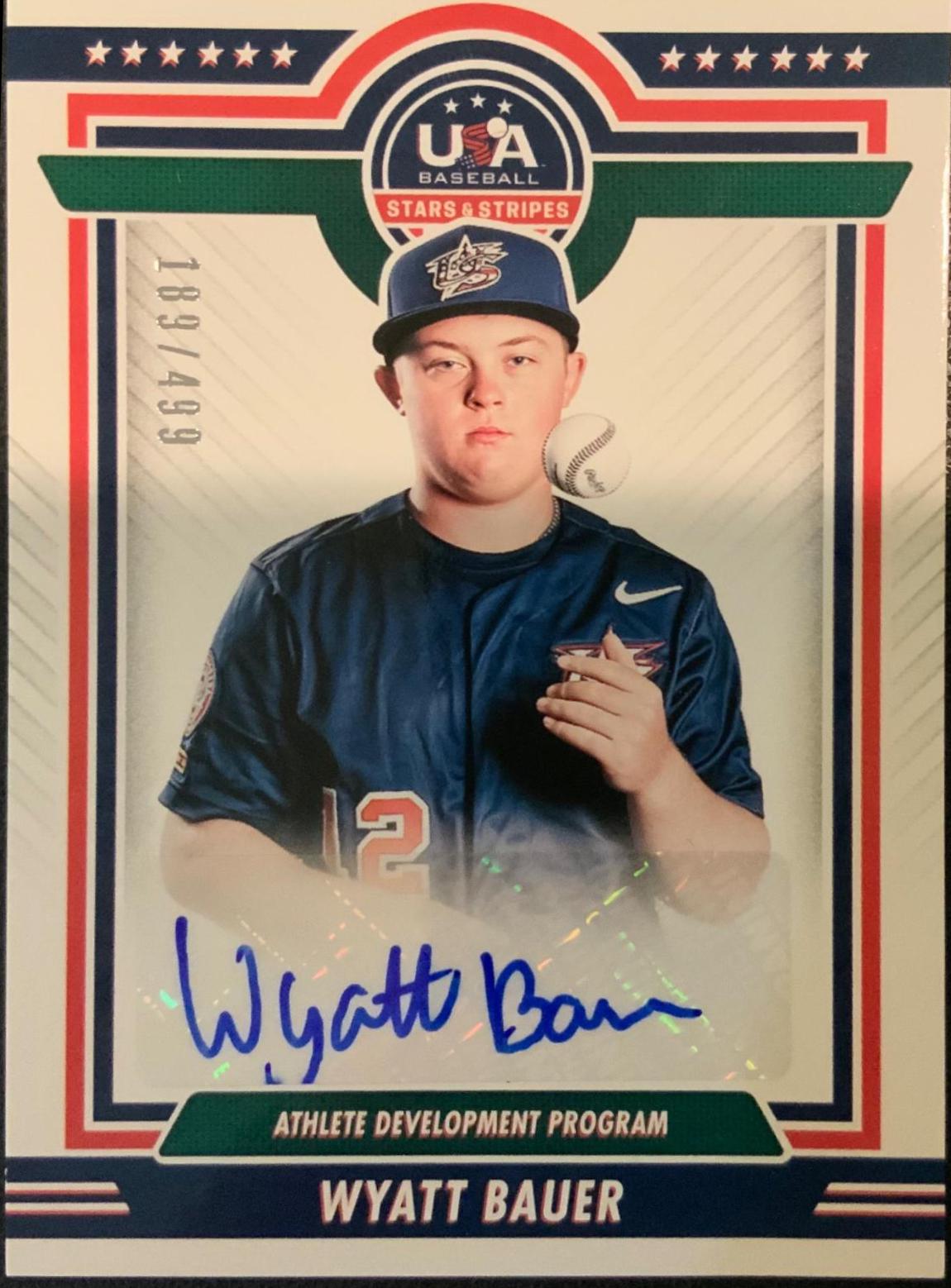 Wyatt Bauer #ADP1-WB Baseball Cards 2022 Panini Stars & Stripes USA Athlete Development Program Signatures