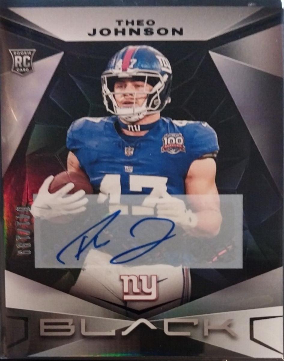 Theo Johnson #190 Football Cards 2024 Panini Black Rookies Autograph