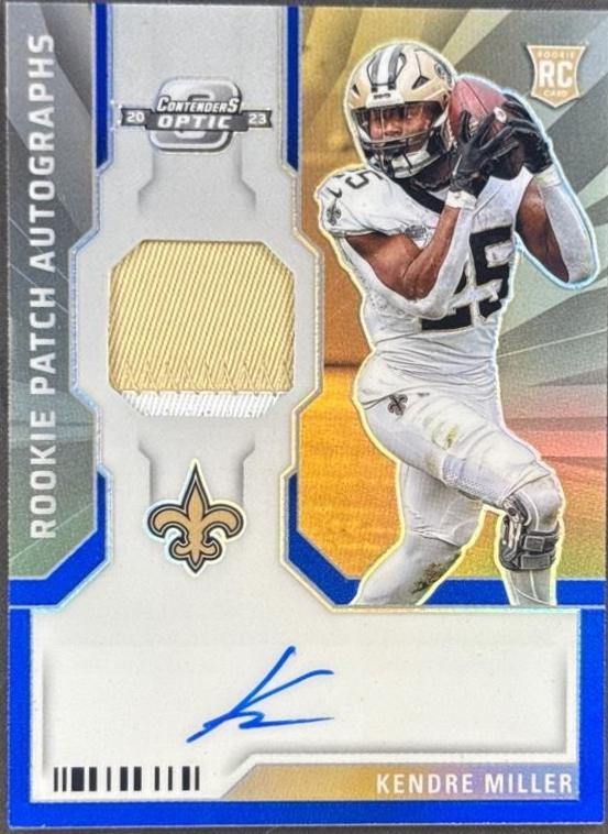 Kendre Miller #22 Football Cards 2023 Panini Donruss Optic Rookie Patch Autograph