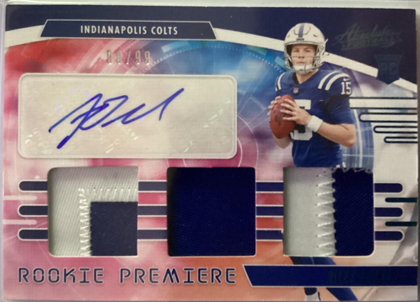 Riley Leonard #24 2025 Panini Absolute Rookie Premiere Materials Autograph Football