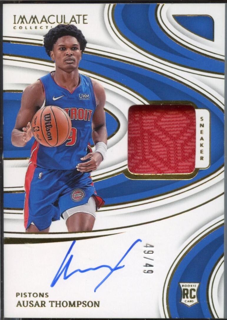 Ausar Thompson #27 Basketball Cards 2023 Panini Immaculate Sneaker Swatch Signature