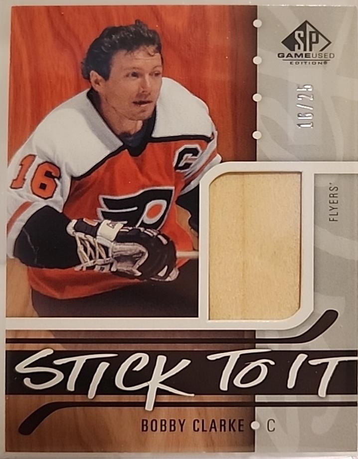 Bobby Clarke #STI-BC Hockey Cards 2024 SP Game Used Stick to It
