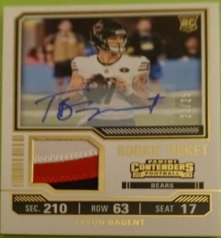 Tyson Bagent #34 2023 Panini Contenders Rookie Ticket Swatch Autograph Football