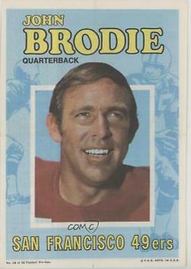 John Brodie #18 Football Cards 1971 Topps Pin Ups